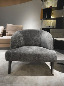 Fauteuil en tissu de lin de luxe, chaise de loisirs contemporaine rembourrée avec structure en acier inoxydable pour la maison et l'hôtel - Product Image 4