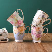 Tasse à café en porcelaine fine avec anse, résistante aux hautes températures, motif floral – Cadeau publicitaire et pour réunions, logo personnalisé