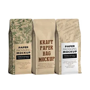 China Supplier Custom Soft Package Dampproof Stand Up 250g 500g Kraft Paper Cookie Food Packaging Pouch Coffee Bags