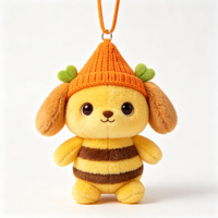 Porte-clés en peluche chien abeille mignon, pendentif animal en peluche doux, porte-clés personnalisé, plusieurs couleurs