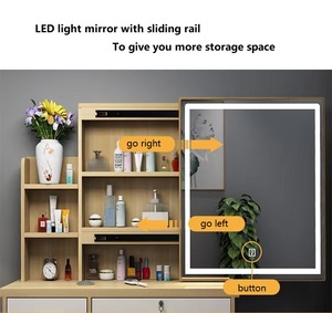 Coiffeuse moderne et économique <span class=keywords><strong>blanche</strong></span> avec miroir LED, grand meuble de rangement pour chambre à coucher - Product Image 5