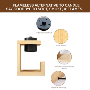 Lampada Scaldacandele in Legno <span class=keywords><strong>Naturale</strong></span> con 2 Lampadine, Timer Regolabile e Dimmer - Product Image 5