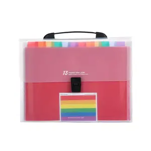 Transparent Clear Box PVC PP Plastic Bag Paper A4 Expandable Organizer Document File folder With Pocket