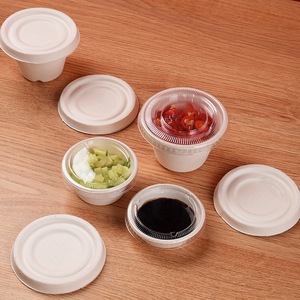 Vaso de pulpa de papel de 2 oz desechable con tapa, compostable, redondo, para salsa, para picnic - Product Image 2