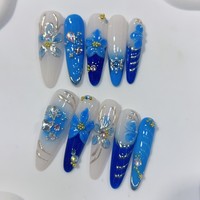 100% faits à la main, 10 pièces, faux ongles en acrylique, gel artificiel, à presser, vente en gros, amande, 3D, longue durée