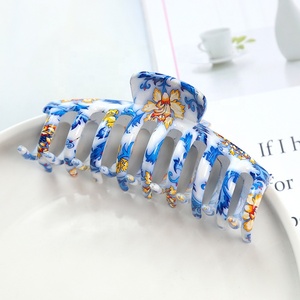 Jepit Rambut Besar Motif Marmer Warna Baru 4.33 Inci 11cm untuk Wanita dan Gadis, Jepit Rambut Premium Plastik Resin Candy Bright Matt Bentuk Pisang - Product Image 5