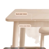 Ensemble table et chaises de salle à manger rectangulaire en bois massif, style nordique moderne, blanc crème, plateau en marbre, design pliable, cuisinière à induction