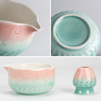 Nouveau Bol à Matcha en Céramique de Dehua, Motif Épi de Blé Soleil, Style Japonais, Fait Main, pour Cérémonie du Thé, Ensemble de Huit Pièces, avec Chasen, pour Hôtels et Voyage