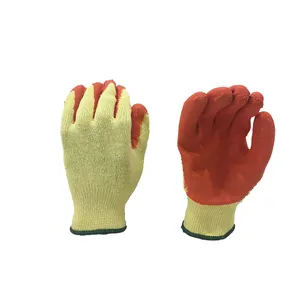 Ekonomik 10 Gauge Polyester/pamuk Anti aşınma lateks eldiven çalışması emniyet eldiveni