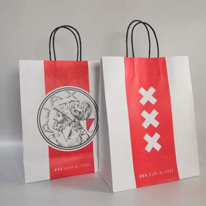 Sac en papier kraft personnalisé KM en gros avec poignée, sac cadeau rouge de haute qualité pour utilisation en supermarché et promotion - Product Image 1