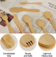 Juego de Cubiertos Desechables Ecológicos Biodegradables de Papel y Madera, Color Marrón Claro, Cuchara, Cuchillo, Tenedor, Servilleta para Acampar