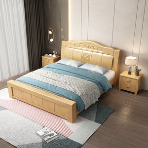 Lit double en bois de style chinois pour adultes, ensemble de meubles de chambre à coucher élégant, avec rangement, taille king, nouveau design, 2021 - Product Image 2
