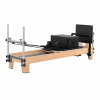Reformer Pilates Professionnel en Bois d'Érable avec Tour de Cordes en Aluminium, Lit de Pilates Portable et Réglable pour l'Entraînement en Studio