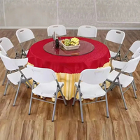 Table ronde pour extérieur, 10 places, banquet, mariage, événement, fête, table ronde pliable de 6 pieds et 72 pouces en plastique pour événement