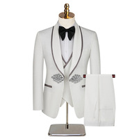 Setelan Jas Pria 3 Potong Model Double Breasted Kerah Notch dengan Belahan di Belakang, Elegan untuk Acara Formal, Pesta, dan Bisnis