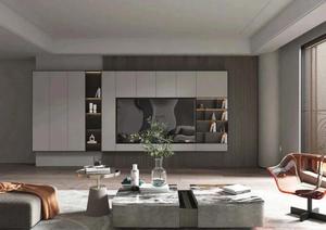 Modern Wood LCD <b>TV</b> Stand Set with Storage Cabinets for Living Room <b>Wall</b>-Mounted <b>TV</b> Cabinets - Product Image 3