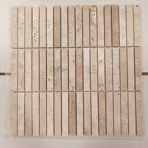 Mosaico de Travertino de Lava Volcánica Negra Natural, Diseño Moderno, Resistente al Agua, con Franjas Acordonadas - Product Image 2