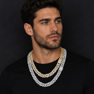 <span class=keywords><strong>Chaîne</strong></span> cubaine en moissanite plaquée <span class=keywords><strong>or</strong></span> 925 en argent sterling pour <span class=keywords><strong>homme</strong></span>, 15 mm, sertie de moissanites, en promotion - Product Image 3