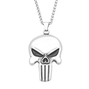 Yunnique - Collar con colgante de acero inoxidable con máscara de calavera Punisher para hombre, cadena de hueso de dragón de 60 cm - Product Image 5