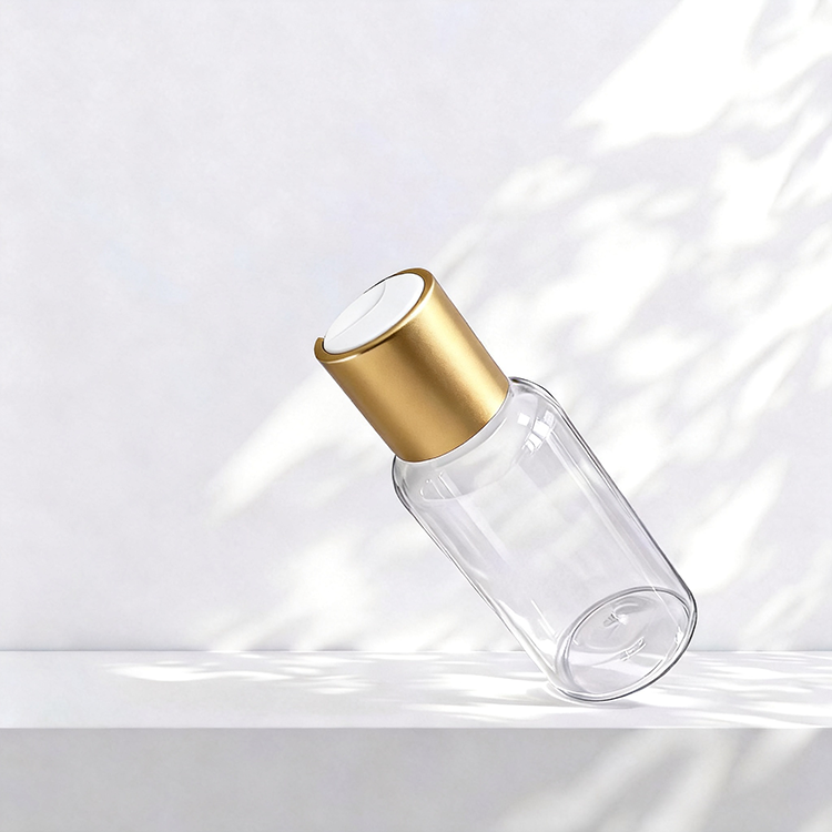Transparent bottle+Matte gold with white cap