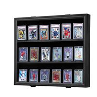 Nouvelle conception, boîte de présentation de cartes de sport classées, grande, noire, verrouillable, avec protection UV, 18 emplacements, cadre en forme de boîte d'ombre