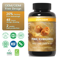 Suministro OEM ODM de Marca Privada: Complejo Natural de Ashwagandha, Melena de León, Reishi y Cordyceps para Adultos - Adaptógeno Nootrópico Mental