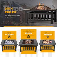 Brasero extérieur moderne en fer de 32 pouces avec couvercle imperméable pour patio et camping (noir)
