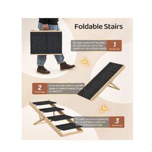 <span class=keywords><strong>Rampe</strong></span> pour animaux de compagnie en <span class=keywords><strong>bois</strong></span> à 4 marches antidérapante, <span class=keywords><strong>escalier</strong></span> pliable pour chien, <span class=keywords><strong>rampe</strong></span> pour chien réglable pour un transport facile - Product Image 2