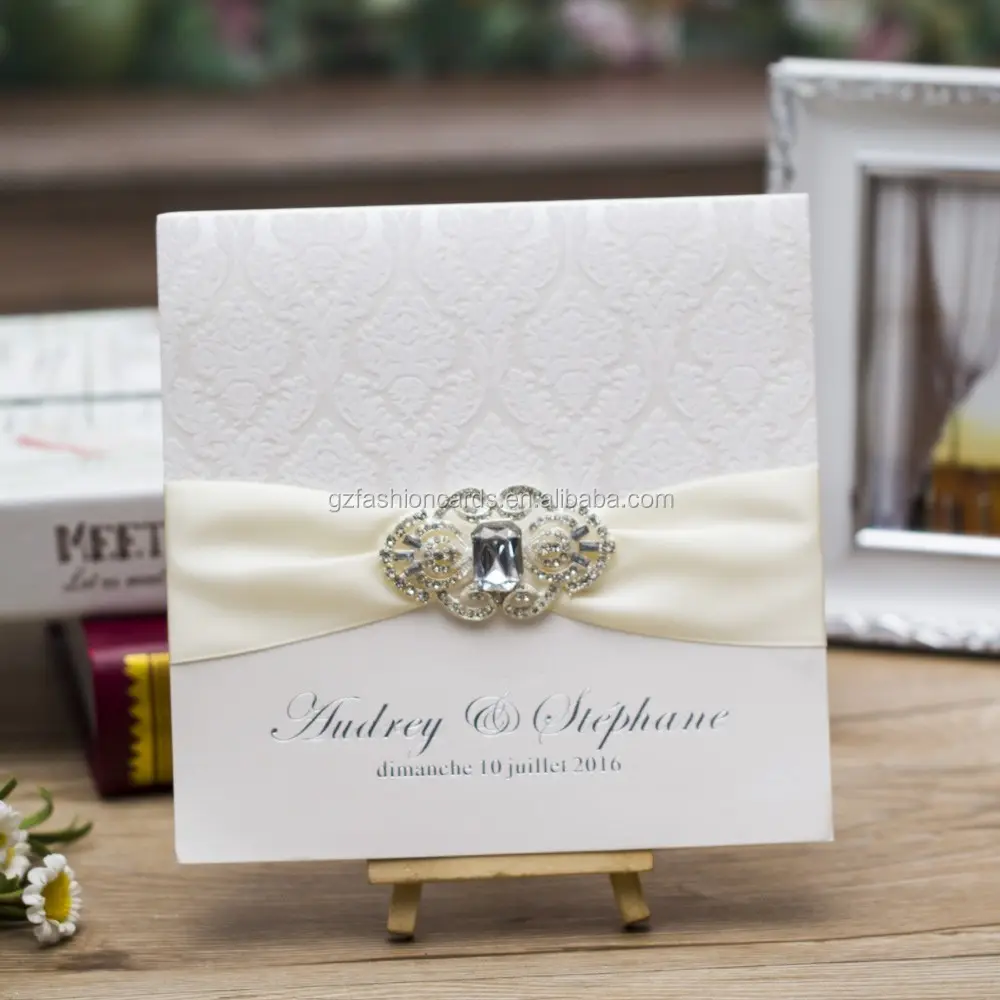 Invitaciones de boda aterciopeladas con cierre táctil, broche de perlas y tarjetas de invitación de cumpleaños con tarjetas de entrada