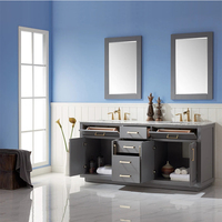 YDSTONE Meuble-lavabo mural étanche de style ferme moderne/atelier avec armoire sous-vasque et vasque en pierre