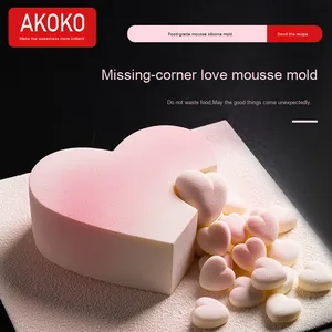 Torta di Mousse a forma di cuore AKOKO di san valentino stampo in Silicone pasta francese angolo-forma a cuore mancante per dolci - Product Image 1