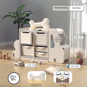 Dog Theme Kids Toy <strong>Storage</strong> Organizer Cabinet with Drawing Board <strong>Children</strong> <strong>Books</strong> Toys <strong>Storage</strong> with Plastic Bins for Playroom - Product Image 2