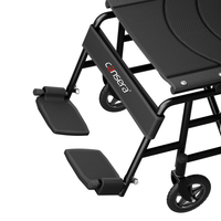 Fauteuil roulant portable en acier au carbone avec revêtement en poudre, roues autopropulsées de 20 pouces avec pneus pleins et coussin de siège respirant en tissu Oxford