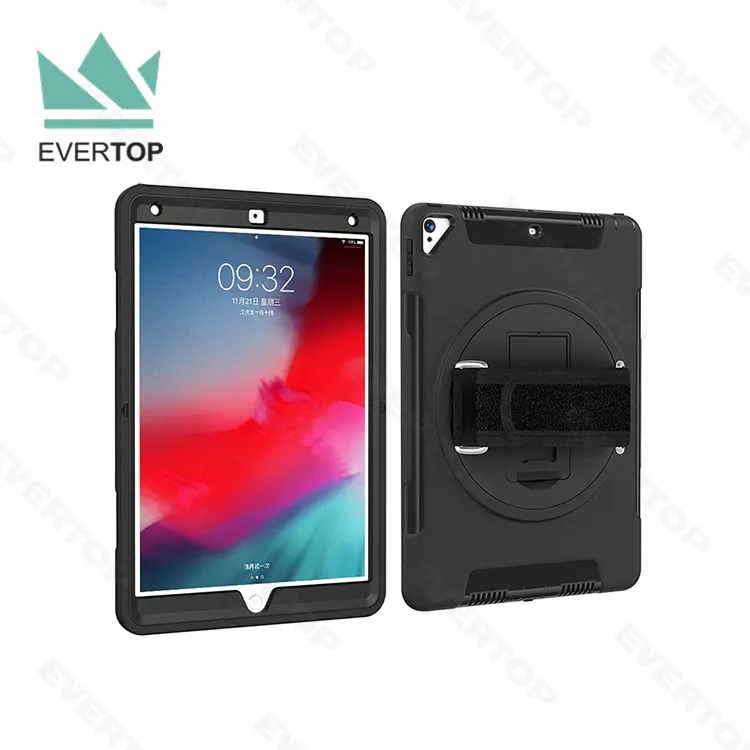 TS-TC01 untuk iPad 2020 Tiga Lapisan Drop Protection Case dengan 360 Berputar Berdiri Tangan Tali Pelindung Layar untuk Samsung Galaxy