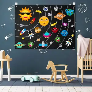 Kids Reusable Solar System Universe Interactive Play Sensory Toy Outer Space Felt Busy Story Board For Boys Girls