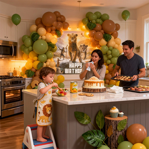 Arche de ballons en film d'aluminium et latex durable aux couleurs rétro, thème animaux de la jungle, toile de fond <span class=keywords><strong>Joyeux</strong></span> <span class=keywords><strong>Anniversaire</strong></span>, pour fête d'<span class=keywords><strong>anniversaire</strong></span> d'enfants - Product Image 2