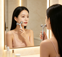 Rouleau de massage facial 3D en forme de Y, outil de sculpture du visage à double boule en acier inoxydable pour le lifting de la mâchoire et des joues, réutilisable