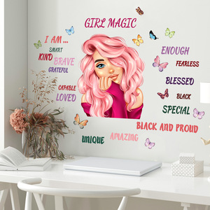 Adesivo Murale <span class=keywords><strong>con</strong></span> Testo Ispirazionale di Bella Ragazza <span class=keywords><strong>per</strong></span> Cameretta dei Bambini, Decorazione Murale Impermeabile e Rimovibile - Product Image 1