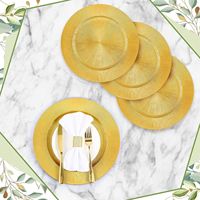 Assiettes rondes élégantes en plastique noir de 13 pouces pour service de mariage, décoration de table d'événement, fête de mariage, décoration nuptiale