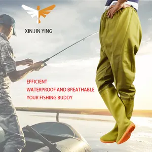 Professional wear - resistant yellow hunting high waist fishing waders wholesale