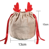 Sac cadeau de Noël personnalisé en velours avec rennes, pochette à cordon brodée avec nom pour enfants, sac à friandises festif pour les fêtes