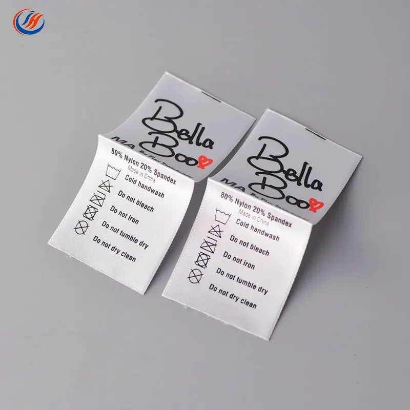 Soft satin polyester and acrylic clothing washing print care label