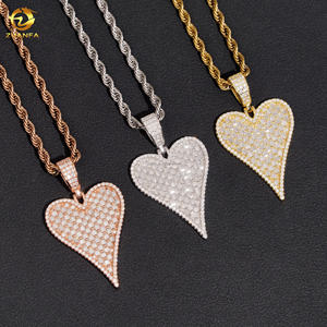 Envío Directo, Joyería Fire, Colgante Hip Hop, Plata 925, Oro Blanco, Oro Rosa, Vvs, Baguette, Moissanita, Diamante, Colgante con Forma de Corazón - Product Image 1