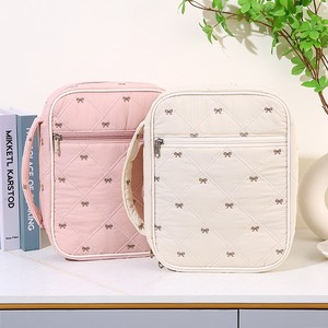 Multi Color Quilted Bow <b>Book</b> Sleeve Bag Portable Waterproof <b>Book</b> Cover <b>Pouch</b> Student Textbook Reading Storage Bag - Product Image 4