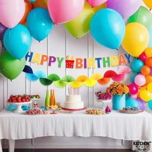 Bannière Joyeux Anniversaire Arc-en-ciel avec Guirlande de Ventilateurs en Papier Pré-attachée pour Décorations d'Anniversaire - Product Image 6