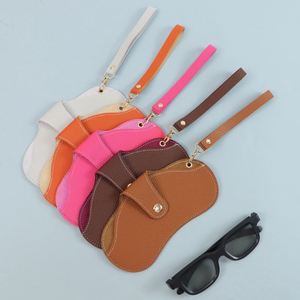 Portable Slim Sunglasses Pouch Soft PU Leather Eyeglasses Bag <b>Glasses</b> <b>Case</b> Holder with Strap Necklace - Product Image 6