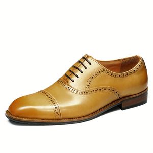 Zapatos de Vestir de Cuero Genuino para Hombre, Estilo Nuevo, con Detalles Tallados, Diseño Clásico, Adecuados para Ocasiones Formales, Sociales y Bodas - Product Image 2