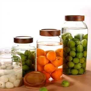 Với Acacia Thực Phẩm Lưu Trữ Jar Gỗ Vít Nắp Bán Buôn Sản Phẩm Kín Kính Lớn Bìa Đa Chức Năng Cổ Điển Quà - Product Image 4