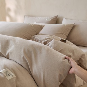 Nuevo Juego de Ropa de Cama de Algodón y Lino Ecológico de Alta Gama, Color Liso Simple (10% Lino, 90% Algodón) - Product Image 4