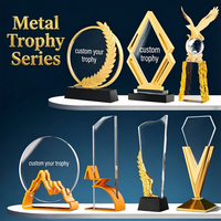 Trofeo de Cristal en Forma de V Dorado y Duradero de QIANQIU, Directo de Fábrica, Premio del 60 Aniversario, Trofeos, Medallas y Placas de Cristal en Blanco